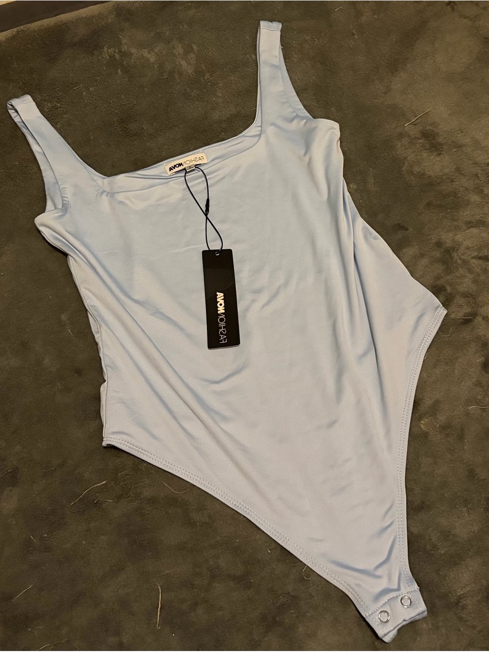 Fashion Nova Pale Blue Scoop Neck Bodysuit
